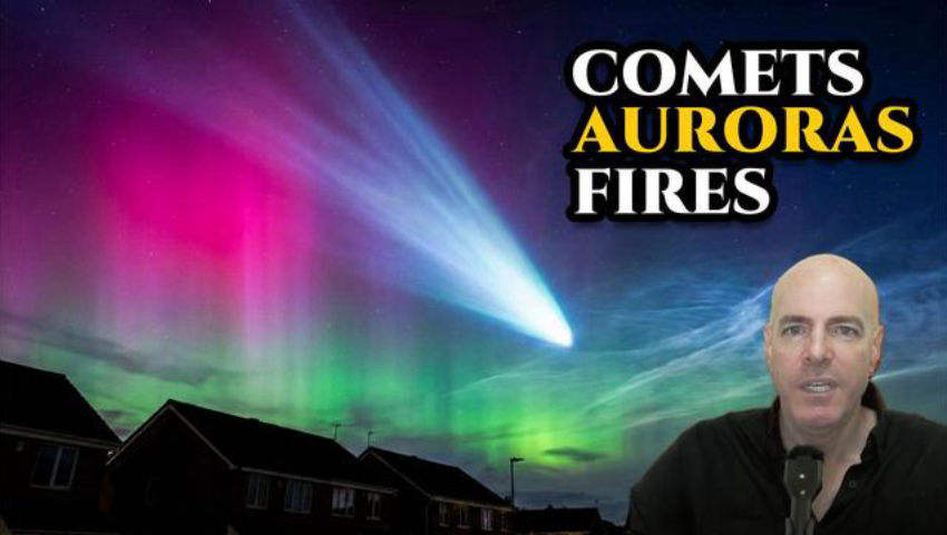Comet Tail Brushing Earth, Auroras and Fires
